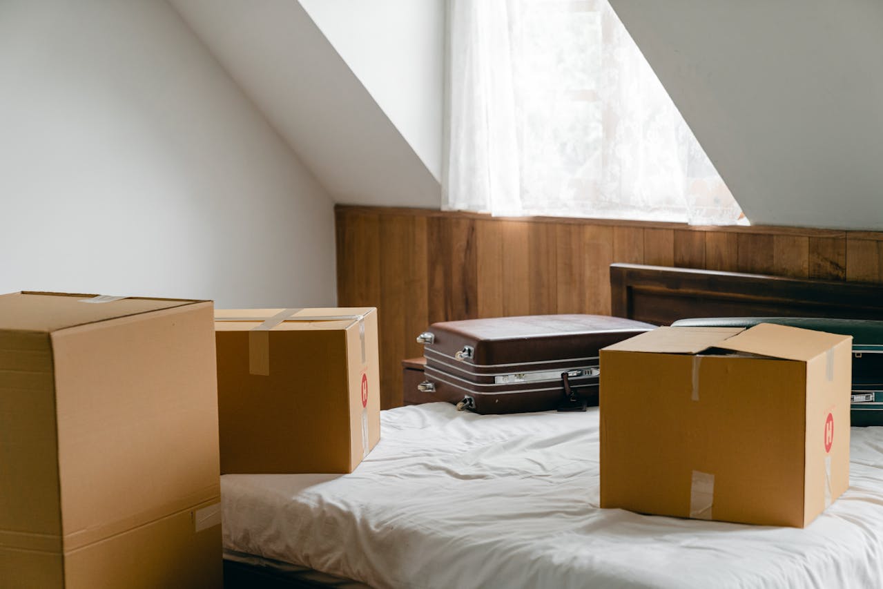 Packed boxes representing recovery of property after separation